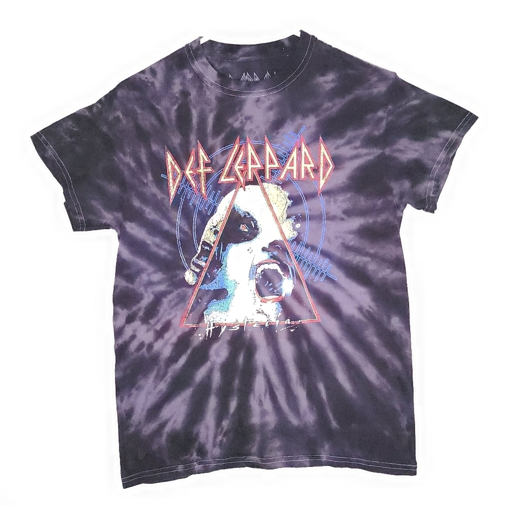 Def Leppard Hysteria Tie Dye Graphic Band Tee Woman's Small